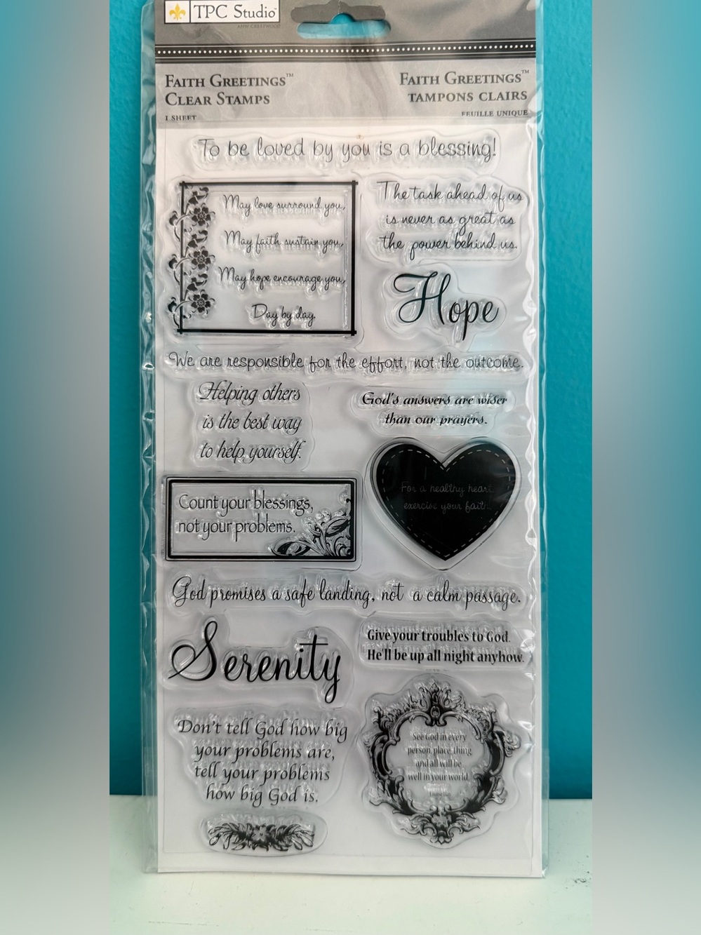 TPC STUDIO FAITH GREETINGS Clear stamps